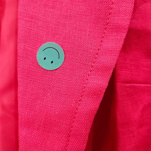 Talbots Womens 100% Linen Blazer Jacket Pink 3/4 Sleeves Open Front Barbiecore - Picture 7 of 13